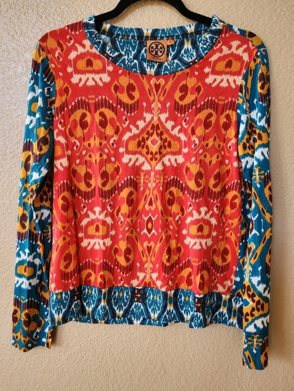 Tory Burch Ikat Long Sleeve Top Size M